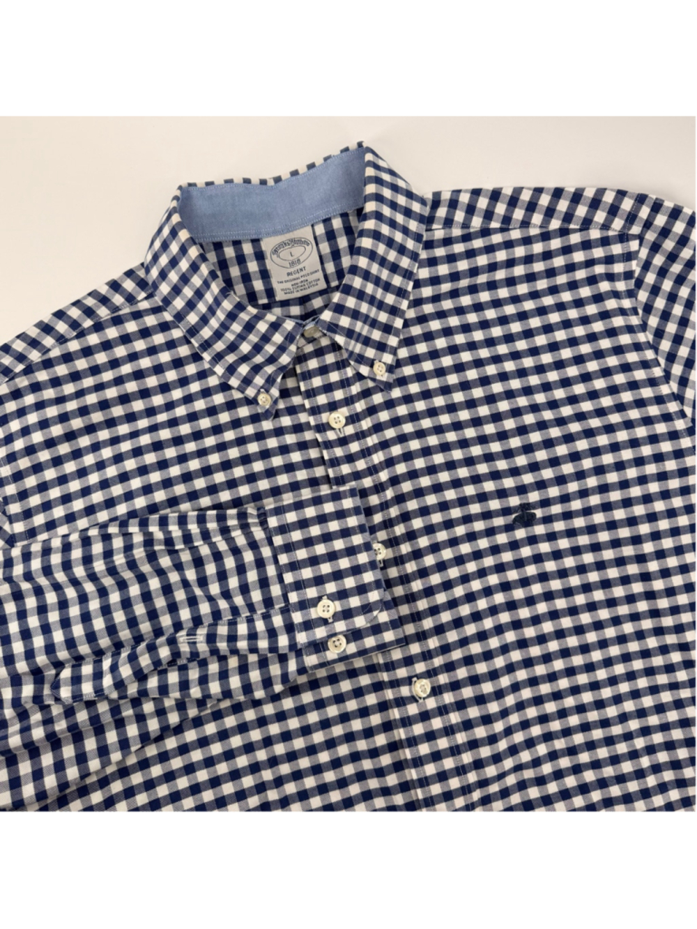 Men's‎ Brooks Brothers Regent Gingham Button Down Long Sleeve Large Blue White